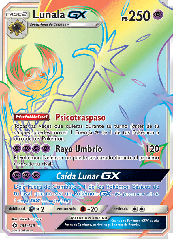 Lunala GX, carta 153 di Sol y Luna