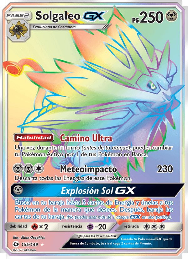 Solgaleo GX, carta 155 de Sol y Luna