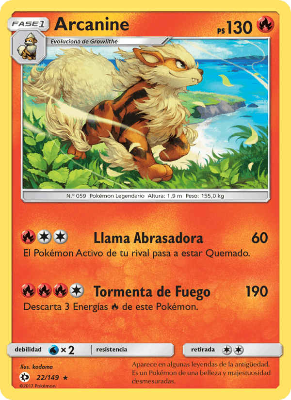 Arcanine, carta 22 di Sol y Luna