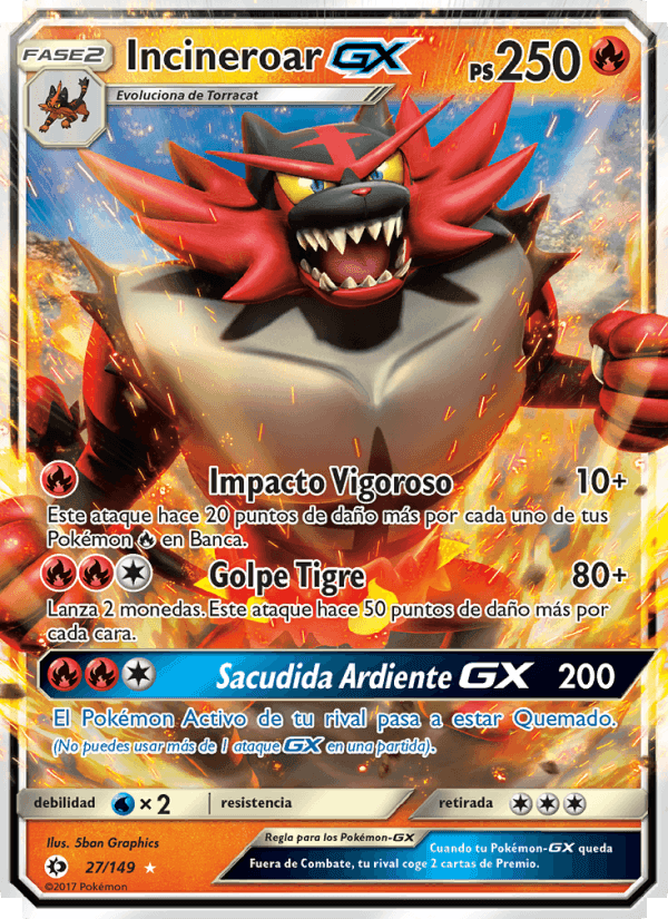 Incineroar GX, carte 27 de Sol y Luna