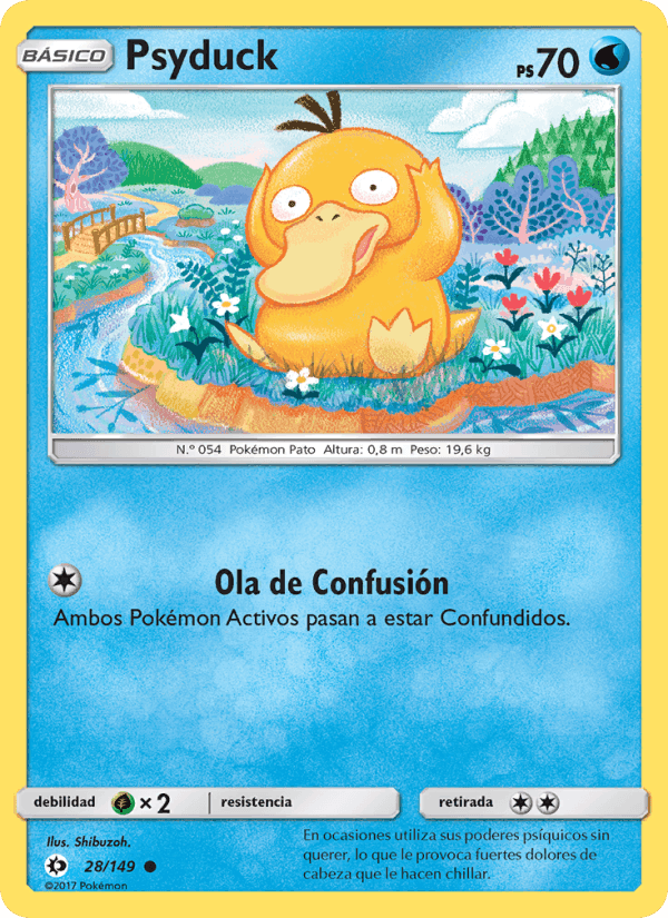 Psyduck, card 28 from Sol y Luna