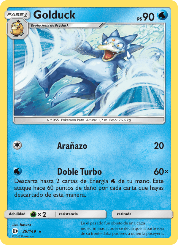 Golduck, card 29 from Sol y Luna