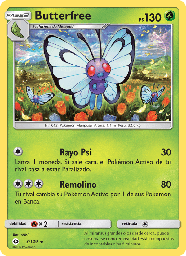 Butterfree, carta 3 de Sol y Luna