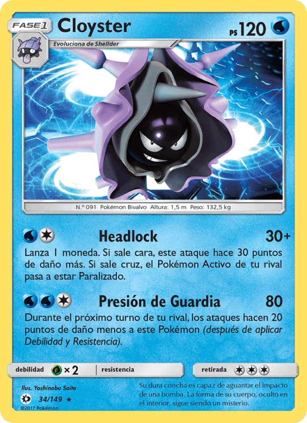 Cloyster, carta 34 de Sol y Luna