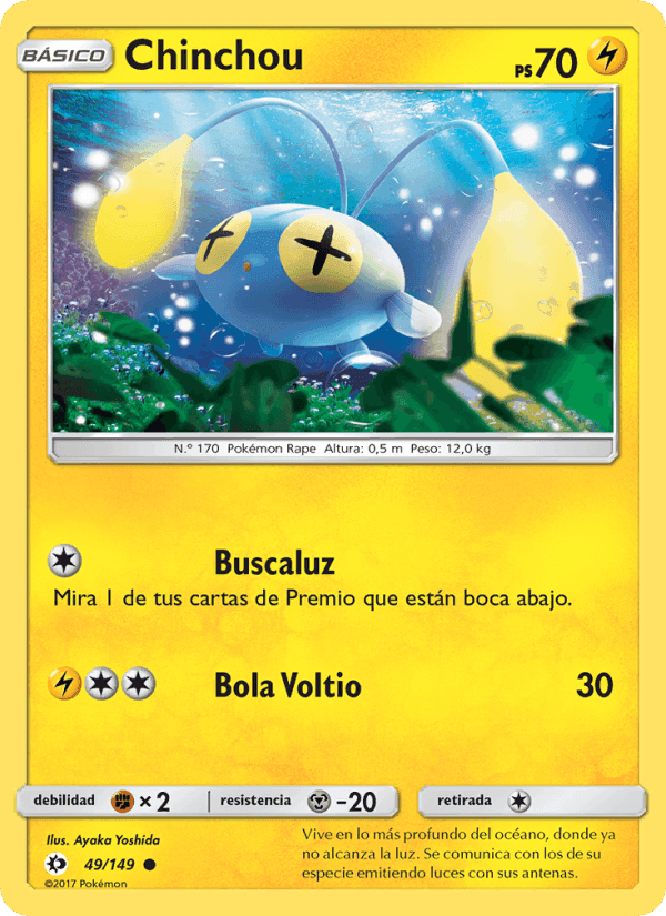 Chinchou, card 49 from Sol y Luna
