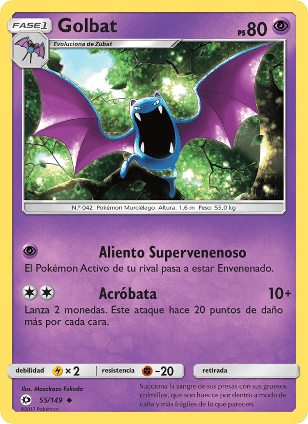 Golbat, carte 55 de Sol y Luna