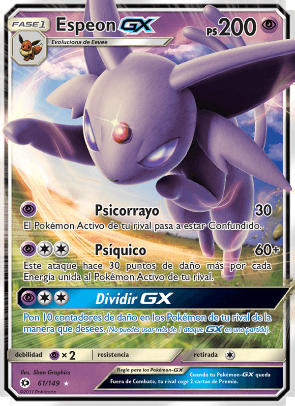 Espeon GX, carte 61 de Sol y Luna