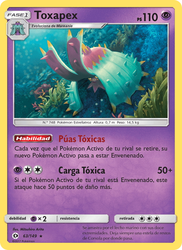 Toxapex, card 63 from Sol y Luna