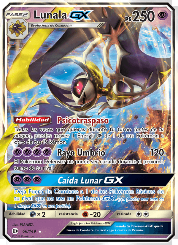 Lunala GX, carta 66 de Sol y Luna