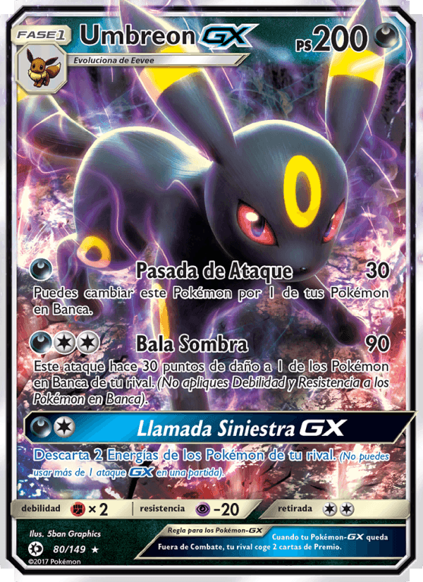 Umbreon GX, carta 80 di Sol y Luna