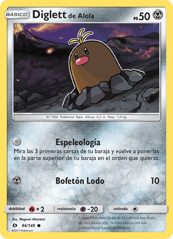 Diglett de Alola, carta 86 de Sol y Luna