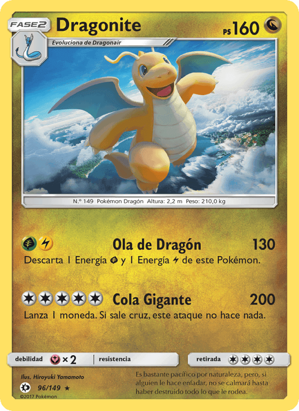Dragonite, carta 96 di Sol y Luna