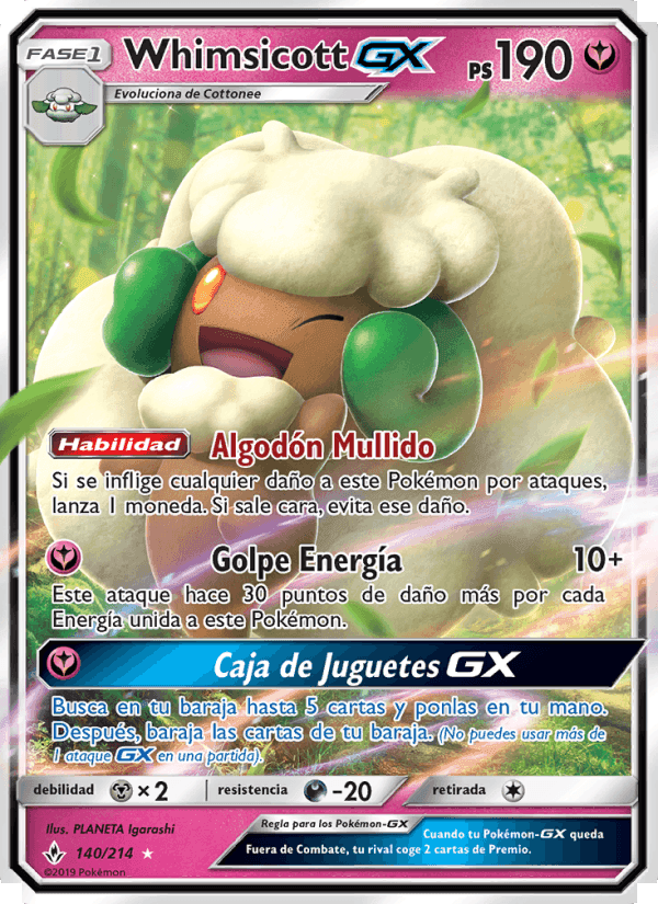 Whimsicott GX, carta 140 de Vínculos Indestructibles
