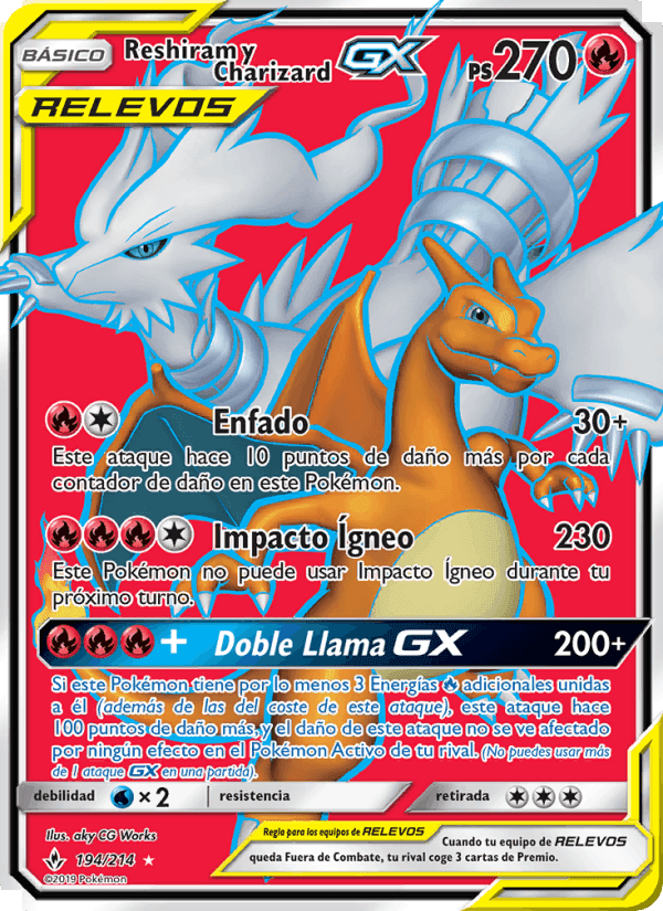 Reshiram y Charizard GX, carta 194 de Vínculos Indestructibles