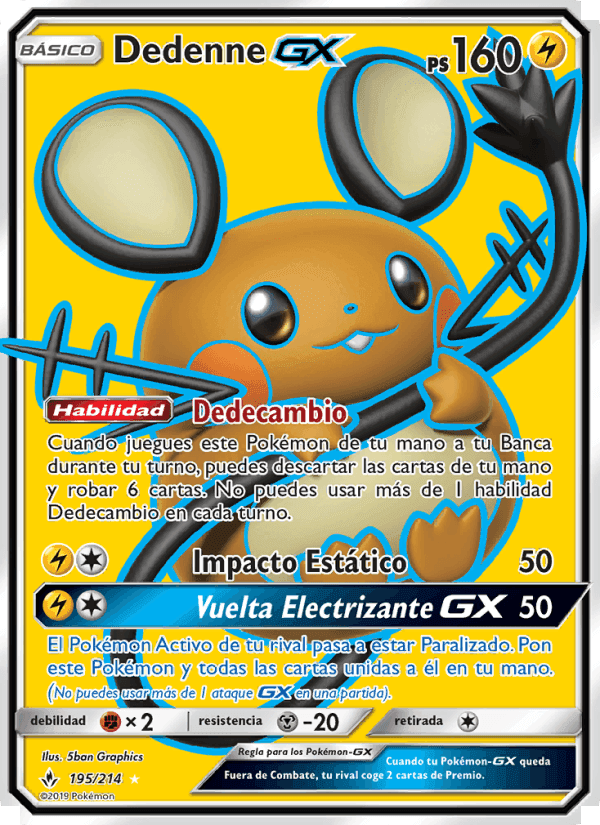 Dedenne GX, card 195 from Vínculos Indestructibles