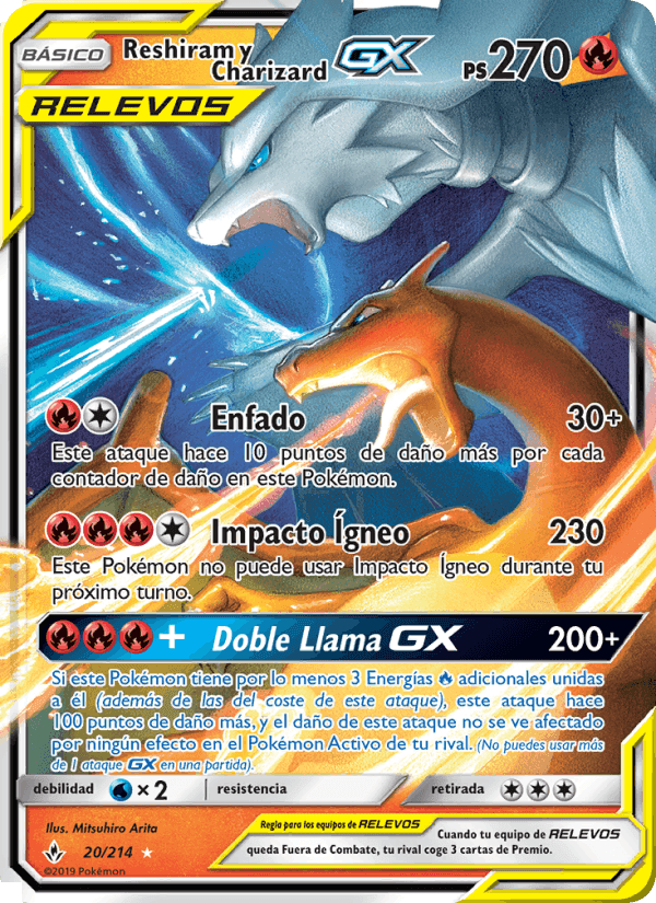 Reshiram y Charizard GX, carta 20 de Vínculos Indestructibles