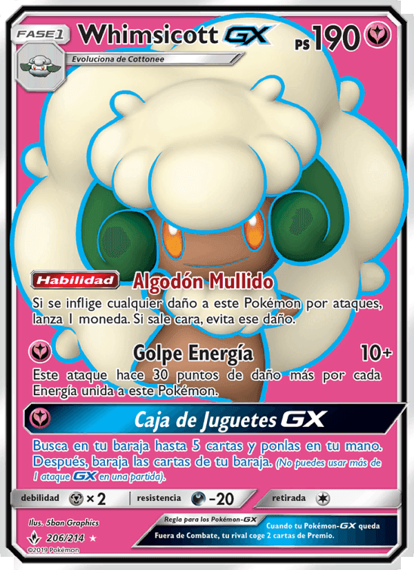 Whimsicott GX, card 206 from Vínculos Indestructibles
