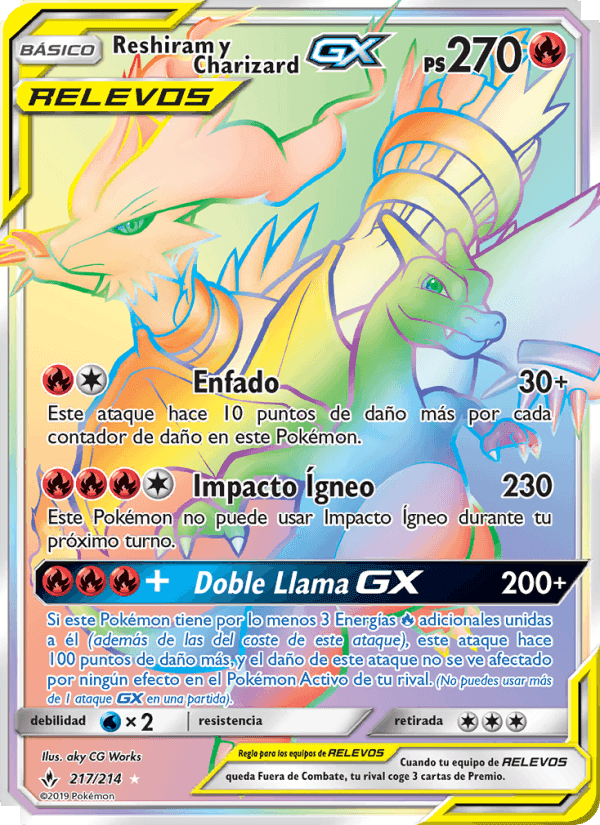 Reshiram y Charizard GX, card 217 from Vínculos Indestructibles