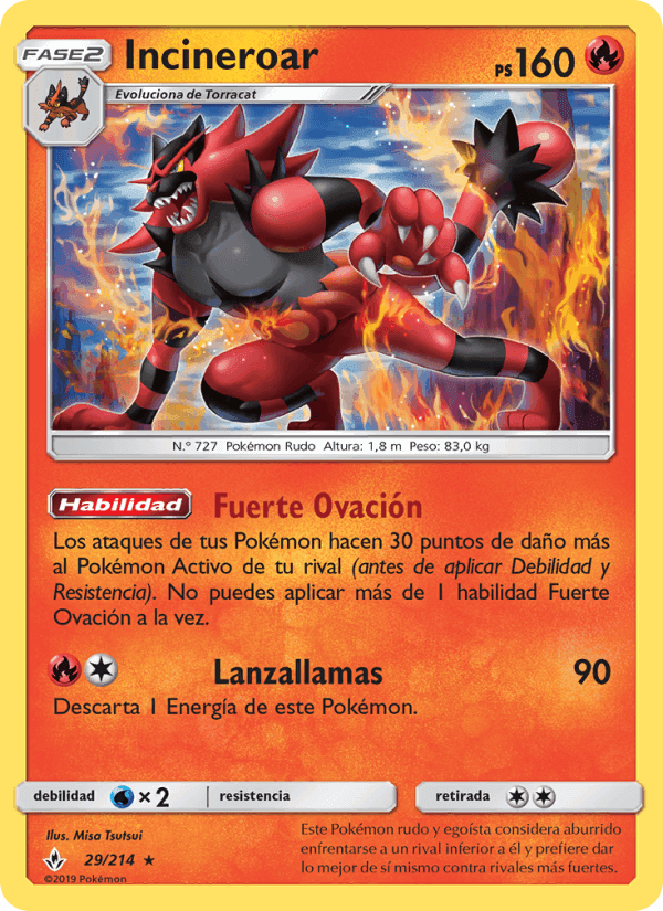 Incineroar, carta 29 de Vínculos Indestructibles