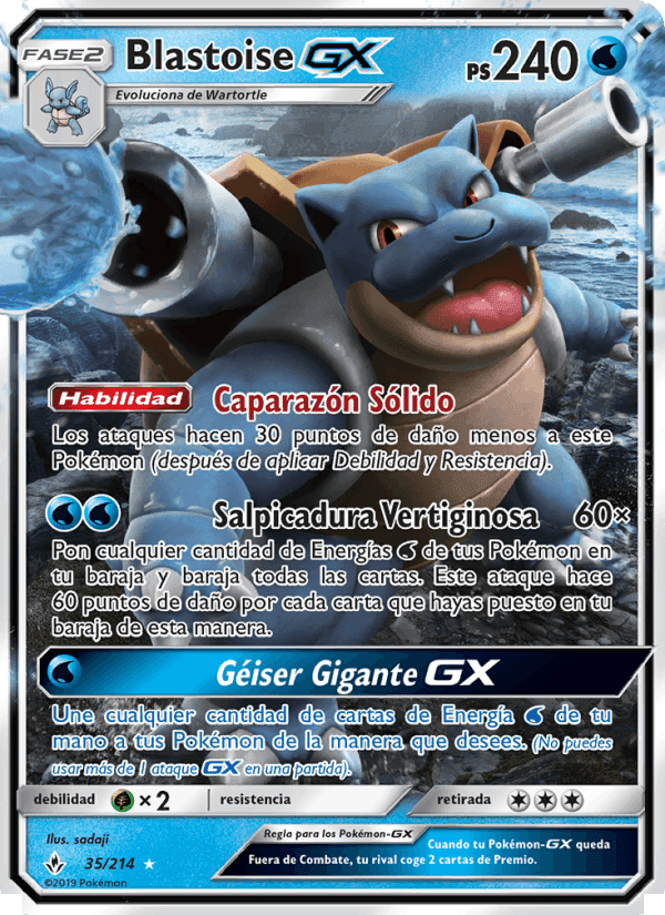 Blastoise GX, carta 35 de Vínculos Indestructibles