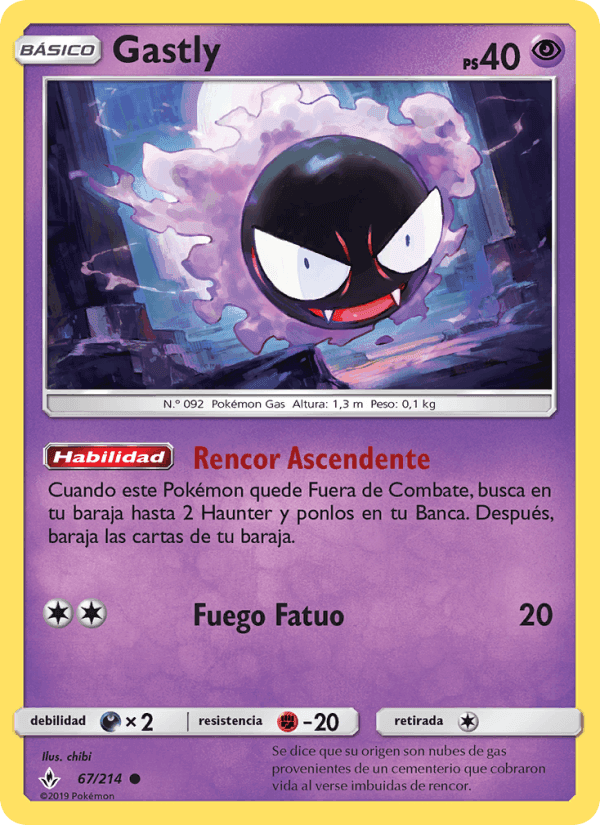 Gastly, card 67 from Vínculos Indestructibles