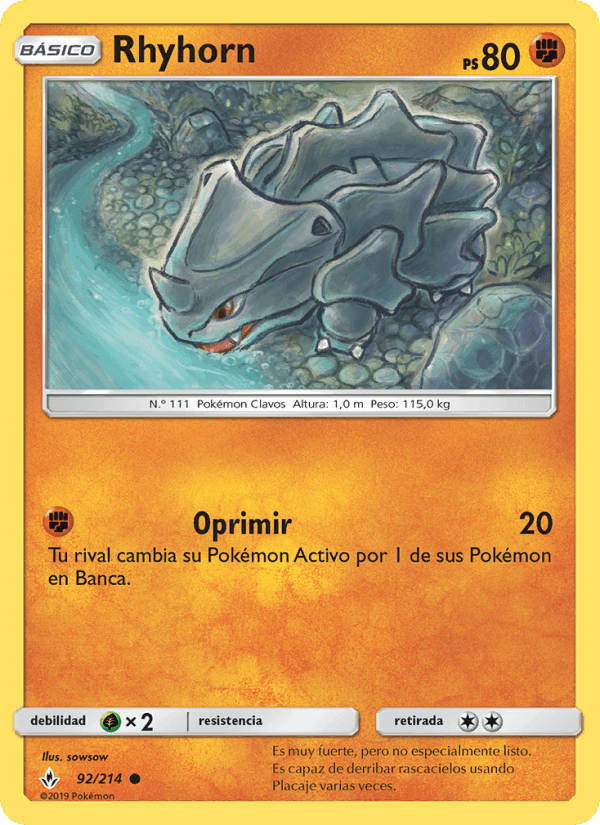 Rhyhorn, carta 92 de Vínculos Indestructibles
