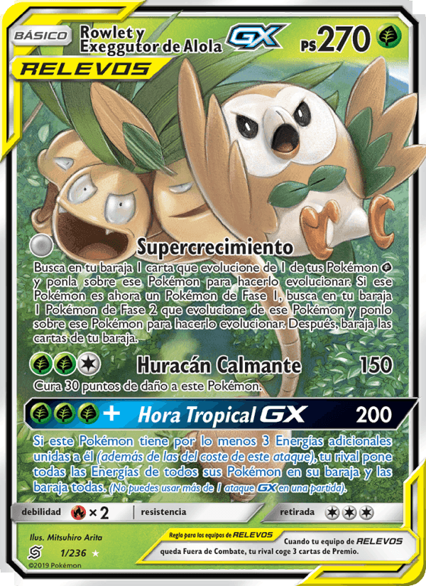 Mentes Unidas の 1 番、Rowlet y Exeggutor de Alola GX