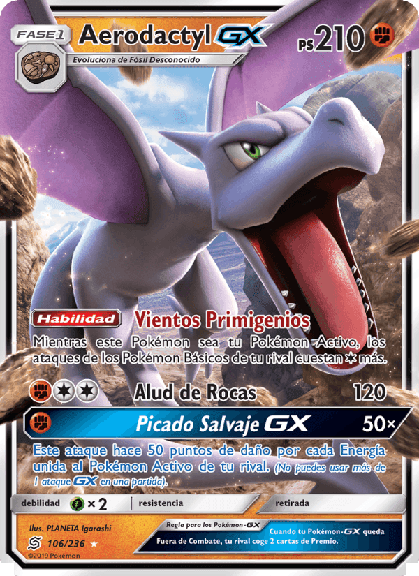Aerodactyl GX, carta 106 de Mentes Unidas