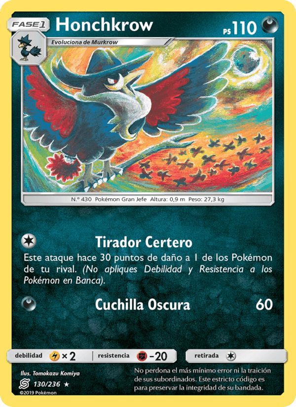 Honchkrow, carta 130 de Mentes Unidas