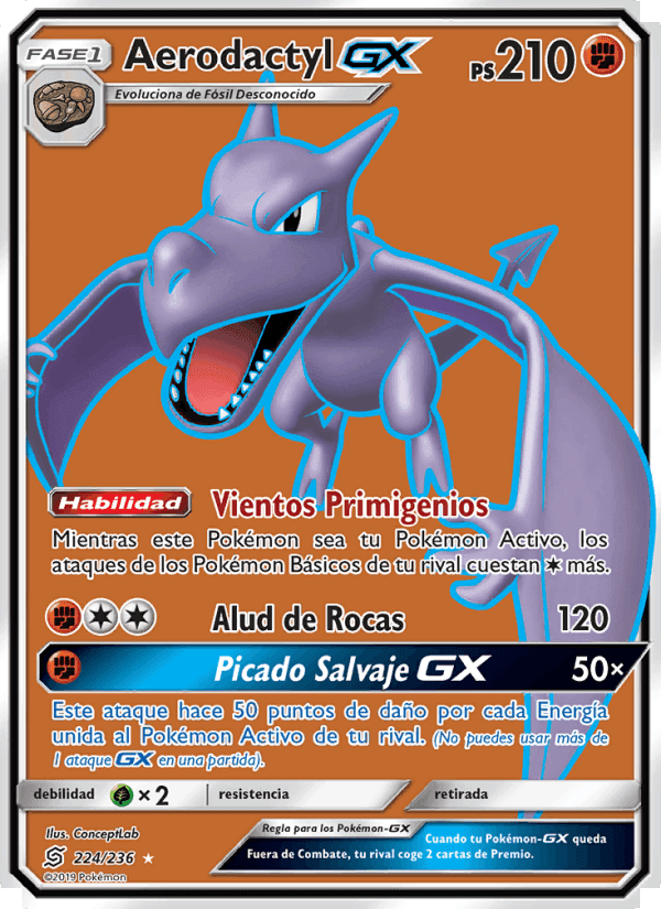 Aerodactyl GX, carte 224 de Mentes Unidas