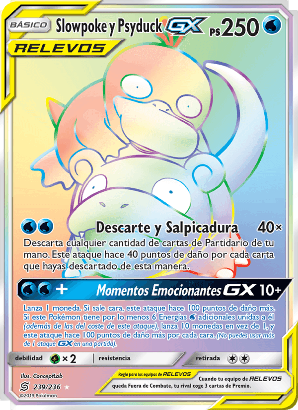 Slowpoke y Psyduck GX, card 239 from Mentes Unidas