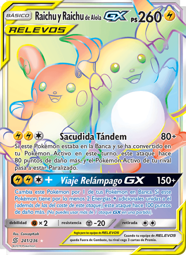 Raichu y Raichu de Alola GX, carte 241 de Mentes Unidas