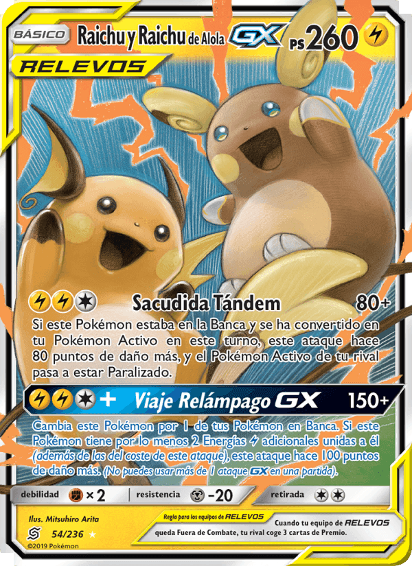 Mentes Unidas の 54 番、Raichu y Raichu de Alola GX