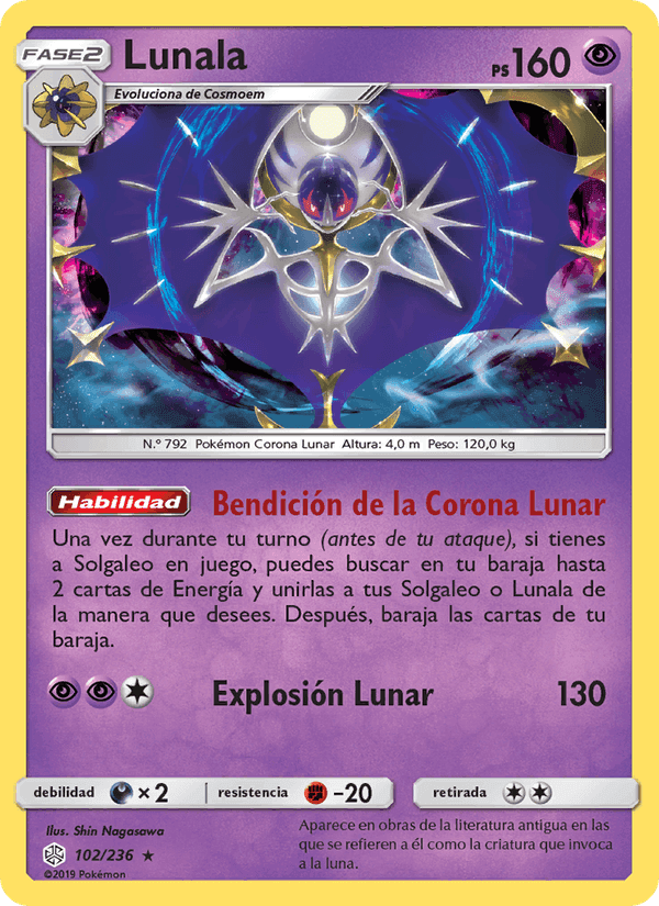 Lunala, card 102 from Eclipse Cósmico