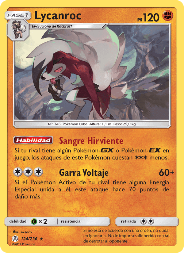 Lycanroc, carta 124 de Eclipse Cósmico