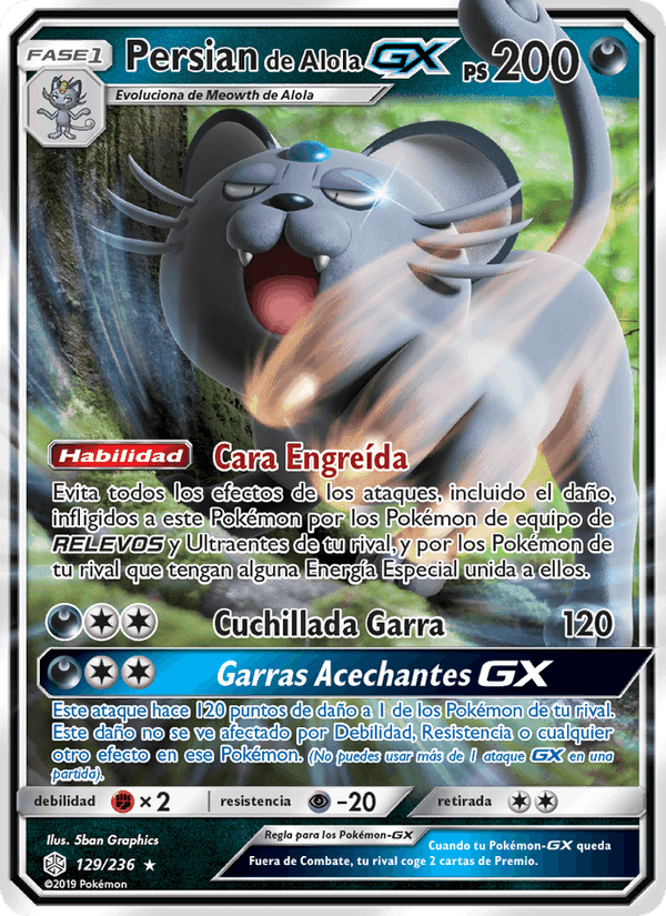 Persian de Alola GX, carta 129 de Eclipse Cósmico