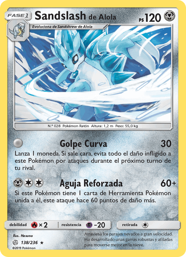Sandslash de Alola, carta 138 de Eclipse Cósmico