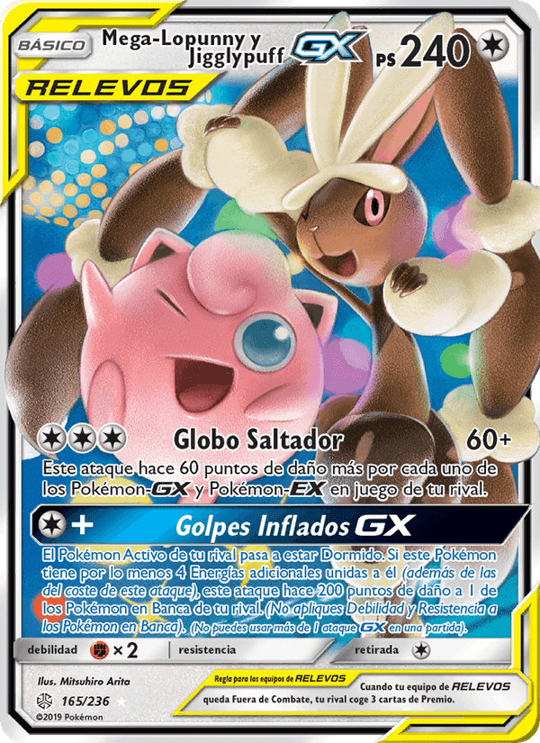 Mega-Lopunny y Jigglypuff GX, carta 165 de Eclipse Cósmico