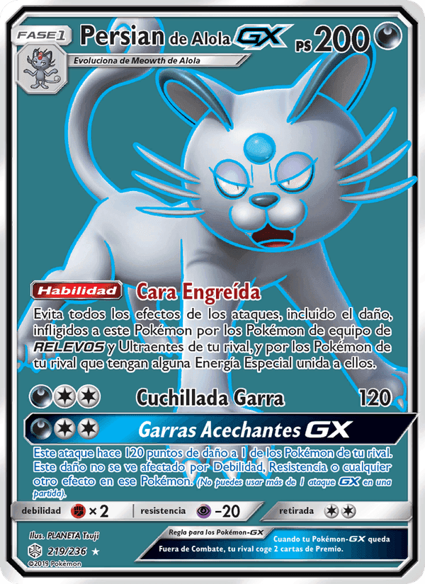 Persian de Alola GX, carte 219 de Eclipse Cósmico