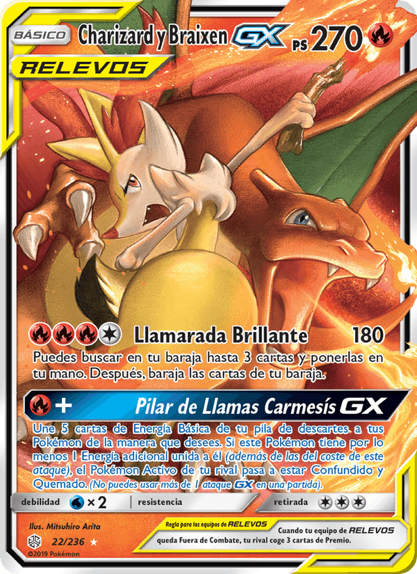 Charizard y Braixen GX, carte 22 de Eclipse Cósmico