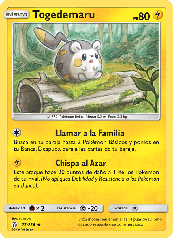 Togedemaru, card 73 from Eclipse Cósmico