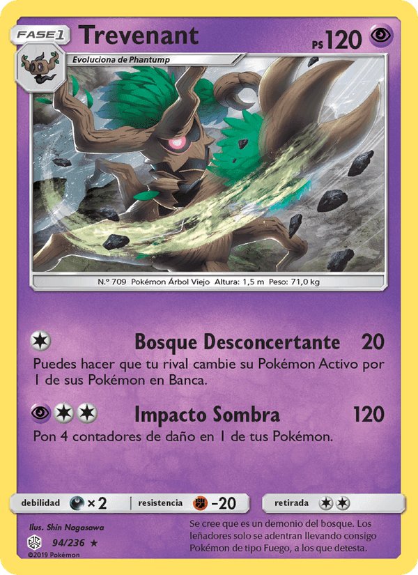 Trevenant, card 94 from Eclipse Cósmico