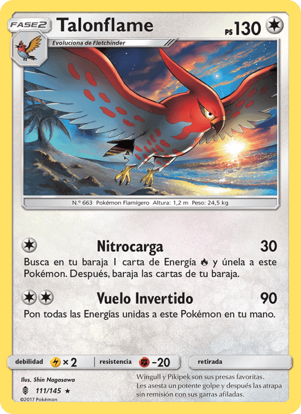 Talonflame, carta 111 di Albor de Guadianes