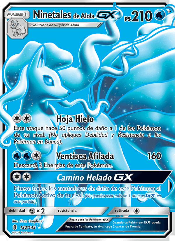 Ninetales de Alola GX, carta 132 de Albor de Guadianes
