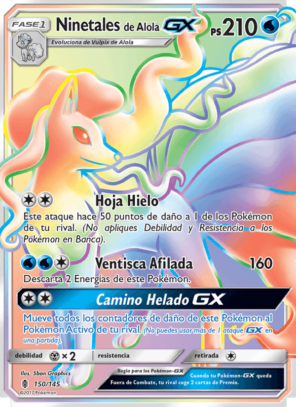 Ninetales de Alola GX, carta 150 de Albor de Guadianes