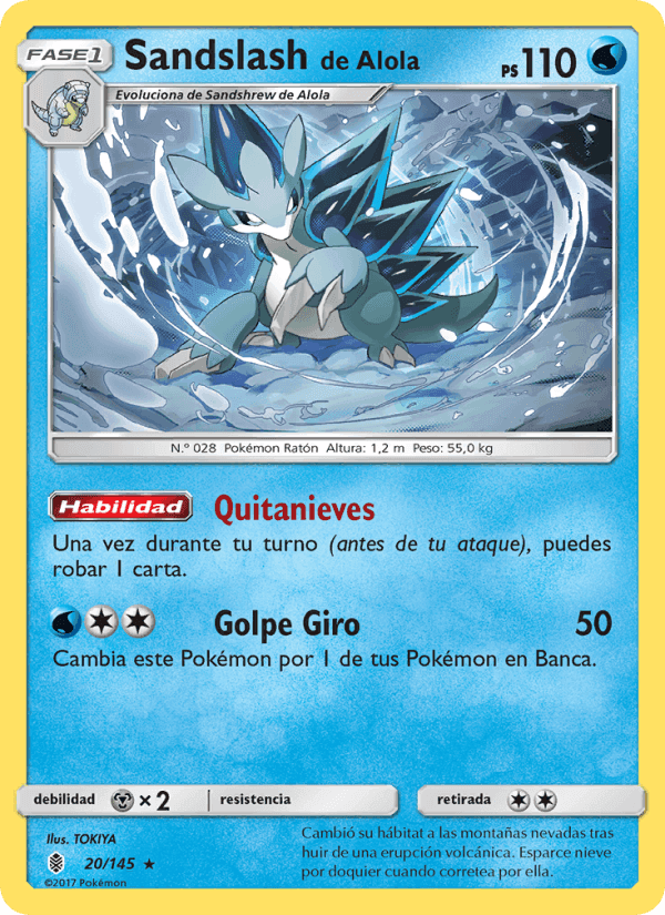 Sandslash de Alola, carta 20 de Albor de Guadianes
