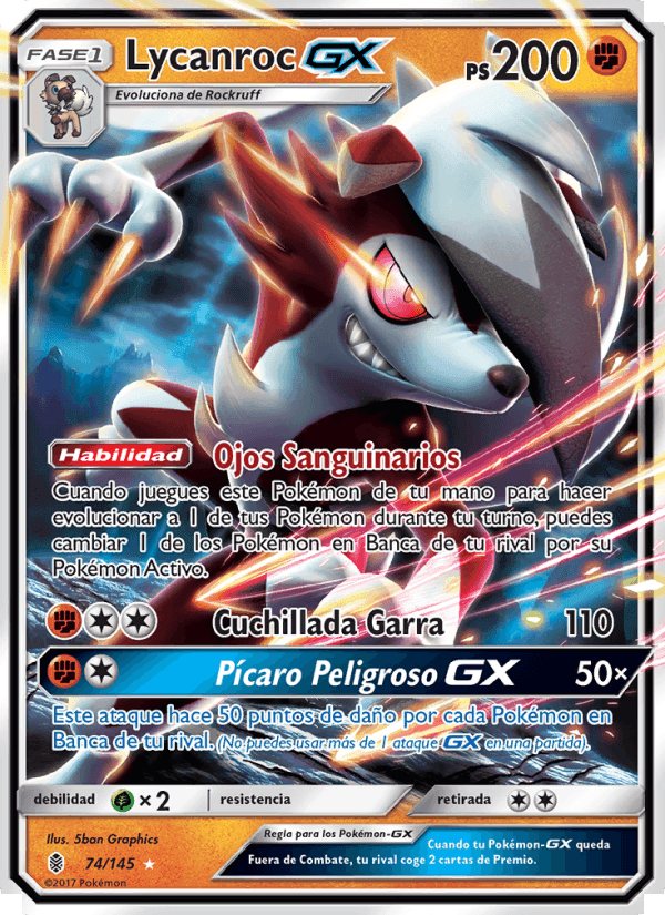 Lycanroc GX, carta 74 de Albor de Guadianes