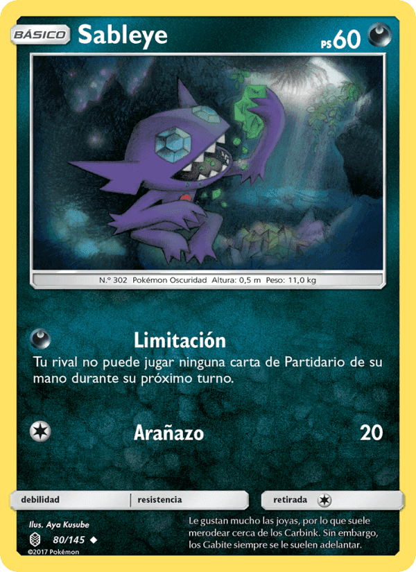 Sableye, carta 80 de Albor de Guadianes