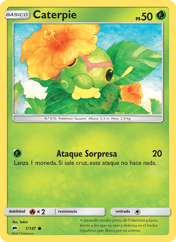 Caterpie, carta 1 de Sombras Ardientes