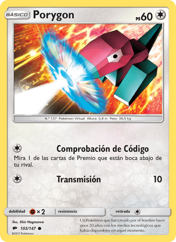 Porygon, carta 103 de Sombras Ardientes